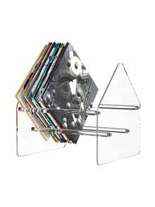 Présentoir en acrylique transparent pentagonal pour livres, magazines, fichiers, support pour CD, disques vinyles - Transparent - Voir 1