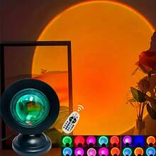 带遥控器的日落投影 LED 落地灯，16 色夜灯，RGB 日出氛围灯，4 种可调模式浪漫投影仪，适用于派对、自拍、家居装饰、女性礼物、圣诞节、万圣节、婚礼装饰