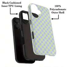 Phone case: Green and  Plaid Pattern Chic Cool Unique Two-In-One Film Case - Tough, Dual Layered Case for Superior Protection, Durable, Drop-proof - for  16, 15, 14, 13, 12, 11, Plus, Pro, Max, Perfect Birthday Gift New Year Gift for Friends - Weiss - Übersicht 4