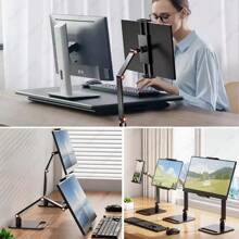 Desktop Monitor Stand, Adjustable 360 ° Rotating Stand, 180 ° Tilting Clamp, 4.7-11-Inch Universal Expandable Monitor Base Stand, Live Streaming Shooting Desktop Phone Tablet Stand, Portable Monitor Suitable For Adjustable Long Arm Foldable Stand, Aluminum Alloy Material