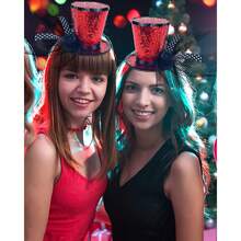 1 pieza Sombrero mini rojo elegante y de moda con diadema, pieza de cabeza encantadora para té para mujeres, adecuado para volver al colegio, fiestas, festivales de música, Halloween, Navidad, Año Nuevo - Multicolor - Ver 9