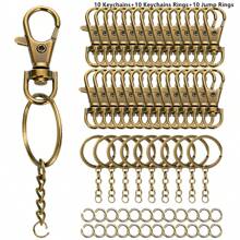 30/60pcs Christmas Keychain Swivel Clasp Hook Stainless Steel Split Key Rings And Jump Rings Bulk Keychain Lanyards, DIY Metal Keychain Making Kit, DIY Keychain Bag Pendant Craft Supplies