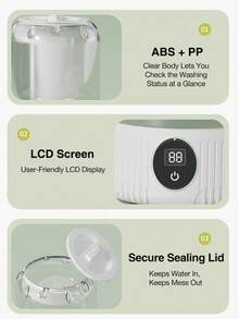 便携式迷你内衣洗衣机，适用于袜子、内衣、女用贴身衣物和婴儿服装的洗衣机，1L 紧凑型精致洗衣机，配备 3000mAh 电池，适合旅行和宿舍使用，5/10 分钟一键式定时器