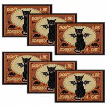 Set de 4/6/12 manteles individuales - Diseño de calabaza de horror, bruja y murciélago - Manteles individuales impresos creativos, resistentes al calor, decoración de mesa de cocina y comedor para Halloween, decoración de habitación, ajuste de mesa para fiestas festivas, aumenta el ambiente festivo