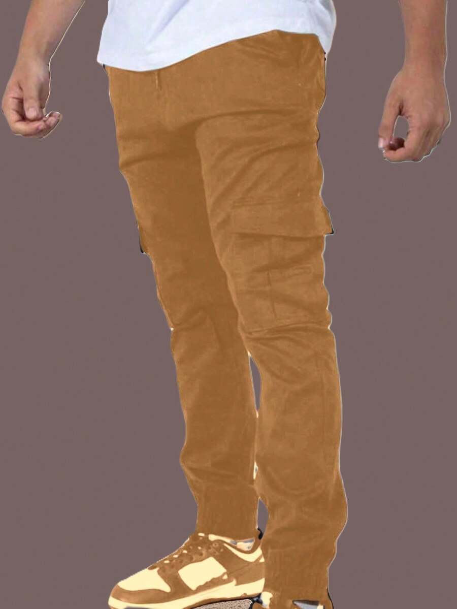 Men's Casual Military Tactical Pants - Multiple Pockets For Work And Sports - 咖啡棕 - 查看 1