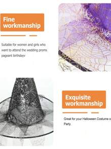 3pcs Spider Web Witch Hats In Purple, Gold And Silver Colors, Gothic Style Wizard Hats For Women, Witch Cosplay Costume For Halloween Home Decor Halloween Decor Fall Decor Room Decor