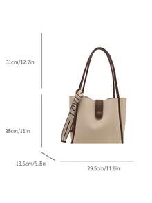 2 قطعة حقيبة كبيرة السعة لسيدات الستخدام اليومي ، حقيبة كورية عصرية للكتف ، حقيبة رفيعة الجودة ، حقيبة كتف من البولي يوريثان مع حقيبة داخلية