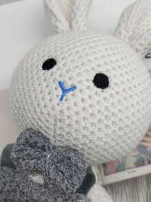 Poupée en peluche de couple de lapin et d'ours tricotés, matériau doux et confortable. Cadeau d'anniversaire créatif pour petite amie, petit ami, amis. Décoration de maison pour le lit, le canapé, le salon