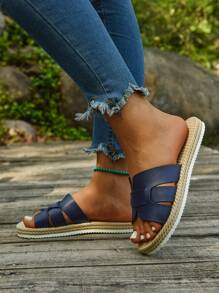 Women's Handmade Comfortable Soft Fashionable Open Toe Lightweight Non-Slip Wear-Resistant Flat Slippers For Home