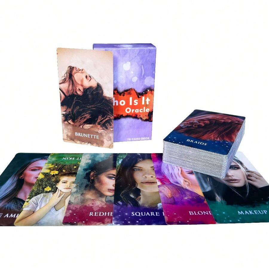 畅销书《它是谁？》神谕卡牌游戏，以人物肖像为主题的卡牌游戏，卡牌图像生动，纸质材质，适合14岁以上，派对/节日，男女通用 - 彩色 - 查看 1