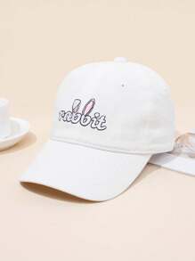 1 pieza Sombrero de protección solar con impresión de orejas de conejo para niños, gorra de béisbol bordada adorable para actividades al aire libre y atuendo diario