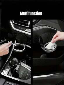 1个带盖防漏车载垃圾桶 - 按压式开启，银灰色/黑色，必备车载垃圾收纳用品，紧凑型车载储物盒，清洁整理车内空间的必备收纳工具 - 完美的车载配件！女士旅行和宿舍收纳必备 - 彩色 - 查看 7