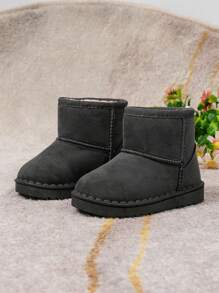 Kids Short Snow Boots, Warm Plush Lining Girls Boots, Comfortable & Fashionable Snow Boots For Outdoor Activities, Durable & Breathable Boys Shoes