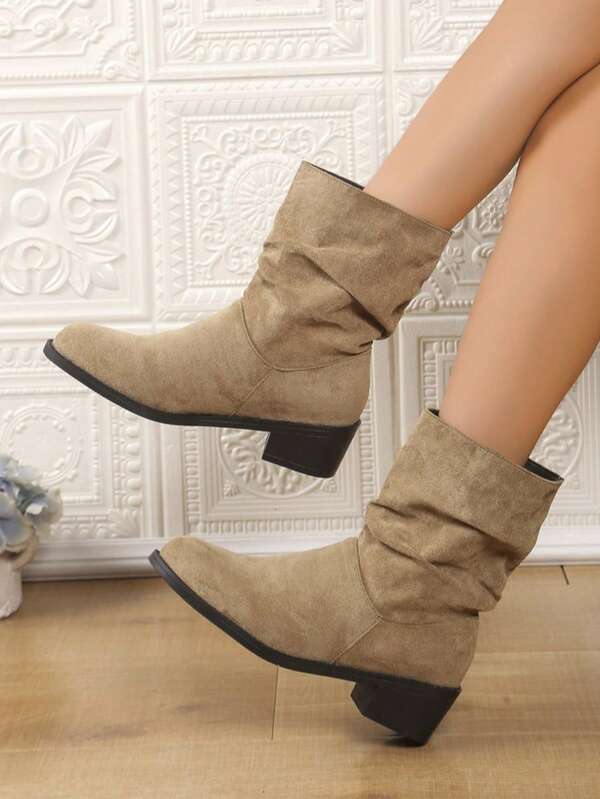 Women's Chunky Heel Ankle Boots, European Style Round Toe Short Boots, Autumn/Winter