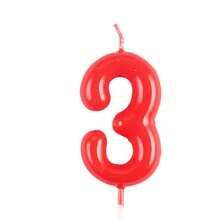 1 peça 6cm 0-9 número vela de aniversário vermelho número vela aniversário, para decoração de festa de aniversário bolo de aniversário, - Vermelho - Ver 5