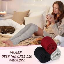 Long Leg Warmers Women 24 Inch Over Knee Knit Ribbed Leg Warmer Stirrup Yoga 80s Party Dance Ballet Supply - Gray - View 2