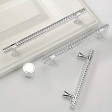 1 Paquete de Manijas de Plástico, Diseño Moderno y Sencillo para Cajones, Puertas y Gabinetes - Plateado - Ver 6