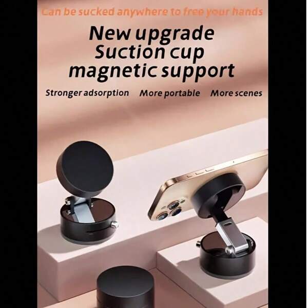 [ Adjustable Phone Holder ]1, Multi Angle Rotating Car Phone Holder | Vacuum Suction Cup, Magnetic, Portable, Stable, Foldable, Telescopic Design, Suitable For General Scenarios, Black/ White/ Pink