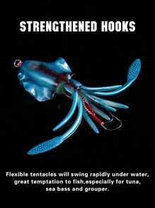 GOTURE Goture 1pc Glow-In-The-Dark Squid Jig Lure – 15cm/5.9in 60g/2.1oz Octopus Soft Bait For Night Fishing