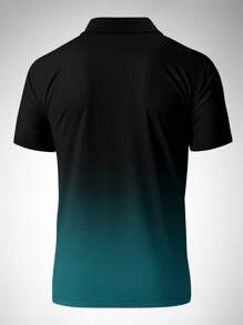 Herren Poloshirt mit Farbverlauf Muster, atmungsaktiv, Kurzarm