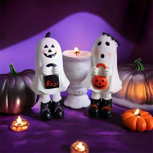 1pc Halloween Resin Ghost Decor Male/Female Spooky Tabletop Decor For Home Office & Party Decoration(14*7.5cm)