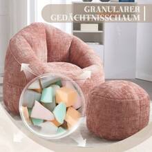 Sofa Bed Bean Bag, Comfortable Recliner Chair With Footrest, Breathable Chenille Fabric, Side Pockets