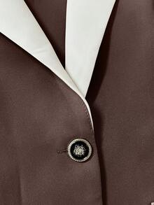 Elegant Women's Blazer, Spring, Autumn - Coffee Brown - View 4