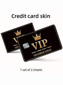 1 件豪华 VIP 图案贴纸，信用卡皮套，PVC 防指纹超薄耐用防刮隐私卡贴花，适用于 DIY 时尚装饰，保护银行卡、交通卡、学生证、学校用品和返校用品