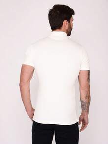American Style Ribbed Turtleneck T-Shirt - White - View 4