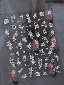 1片粉色櫻花美甲貼紙 春季花卉燙金美甲貼 自黏式美甲裝飾貼片 適用美甲藝術飾品 秋季與夏季DIY - 白色 - 查看 2