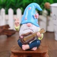 1 pièce Statue de résine de nain enchanteresse jouant de la guitare - parfait pour le jardin, la terrasse et la décoration de la maison, ainsi que la décoration de la pièce