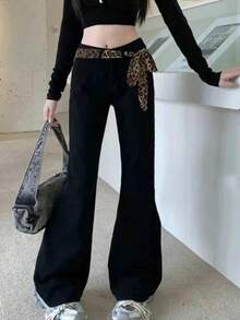 1pc Fashionable Leopard Print Scarf & Polka Dot Long Narrow Waist Belt Accessory