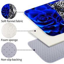 4-Piece Set Of Blue Rose And White Tiger Pattern Bathroom, Bathroom Curtain Shower, Shower Curtain, Bathroom Kit, Bathroom Supplies, Shower Curtain Kit, Shower Curtain, Bathroom Decoration, Bathroom Kit, Shower Winter Bathroom Accessories, Christmas Gift