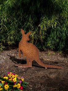 3 件套锈迹斑斑的金属花园桩，动物质朴金属草坪装饰艺术雕像摆件，适用于人行道 - 彩色 - 查看 8