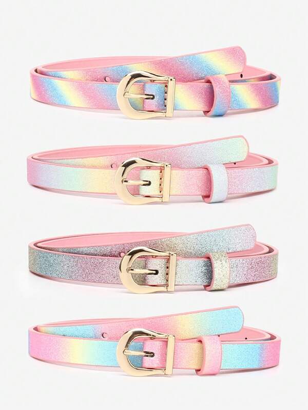 4 Peças/Conjunto de Cintos Arco-Íris Coloridos para Adolescentes, Cinto Básico, Simples e Versátil para Vestir e Calças Denim na Temporada de Volta às Aulas