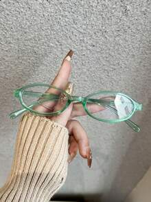 1 chiếc gọng kính hình bầu dục thời trang thanh lịch dành cho phụ nữ, nhẹ và di động, thể hiện phong cách độc đáo - Trong sáng - Xem 8