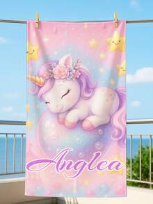 1 Stück personalisiertes Strandtuch mit niedlichem Einhorn Muster - Weich, schnelltrocknend, hochabsorbierend, geeignet für Schwimmbäder, Reisen, Yoga, Camping und als Geschenk für Erwachsene. Personalisiertes Strandtuch, Reisezubehör, Strandaccessoire.