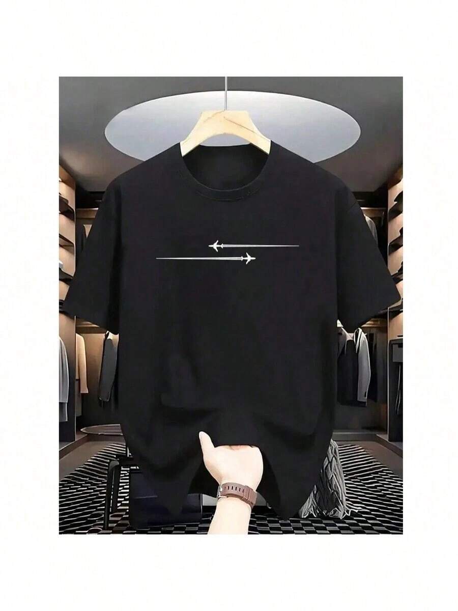 Men's Basic Cotton T-Shirt Adult Airplanes Jet Streetwear Premium Fashion - màu đen - Xem 1