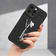 Fundas de teléfono Matte con un diseño que presenta sombreros y espadas, impresas en UV, que ofrecen protección 360 grados para varios modelos de , incluyendo 11, 12, 13, 14 Pro Max, 15, XR, X/XS, 7, 8 Plus, SE y Mini. - Negro - Ver 6