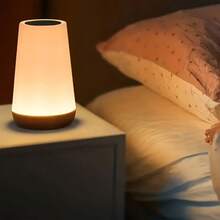 LED Wood Grain Touch Table Lamp, 13 RGB Night Light, USB Rechargeable, Bedroom Bedside Lamp, 5 Brightness Level Dimmable Led Lighting, With Remote Control And Timing, Creative Home Office Decor Unique House Gifts - Wood Grain - View 8