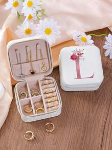 1 Pc A-Z Letter Jewelry Box Ring Storage Box Necklace Storage Box Gifts For Girls Bridesmaid Gifts Mom Gift Ideal Gift White Jewelry Box Pink Jewelry Box