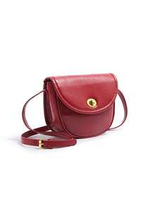 全新百搭小众设计复古性感油蜡皮半圆锁扣邮差包单肩斜挎包，高端品质法式奢华极简主义翻盖纽扣迷你钱包