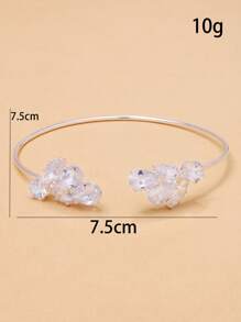 1pc Leaf Zirconia Openwork Cuff Bracelet, Fashionable Summer Accessory