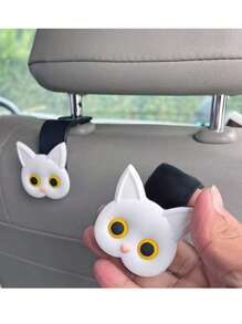 1 Stück 3D Cartoon Katze Auto Kopfstützen Haken, Universal Auto Zubehör Organizer, Zusätzlicher Aufhänger für Einkaufstüten, Handtaschen, Geldbörsen, Jacken, süße Auto Dekoration, Autositz Rückenlehnen Aufhänger