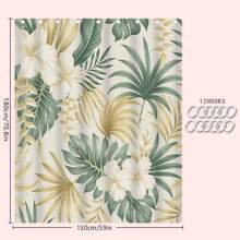 1/4 Stück Vintage Blumen & Blatt Badezimmer Set, beinhaltet Duschvorhang, Badematte, U-förmiger Toilettendeckel, wasserdicht, ohne Bohren, moderner Stil Duschvorhang, Polyester, maschinenwaschbar, Badezimmer Deko für den Schulanfang