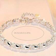 An Elegant Silvery Plated Bracelet Suitable For Women - Luxurious Daily Jewelry, Perfect Gift Choice, Versatile Accessory Suitable For All Seasons - 銀色 - 查看 5