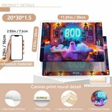 1 buc. Neînrămat, Fantomă iluminată în cadă pe pânză, Poster imprimat cu fantomă întunecată, Artă de perete de Halloween, Decor baie de Halloween, Halloween, Toamnă, Vintage, Botanică, Postere, Artă de perete, Articole de decorare a camerei, Artă decorativă de perete, Pictură decorativă.