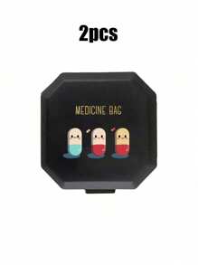 Boîte à pilules portable à compartiments, boîte de rangement de capsules à 6 grilles, avec impression de motif de pilule, boîte à pilules de voyage, boîte à médicaments, mini boîte à pilules, organisateur de pilules à 6 grilles, mini boîte à pilules de voyage pour comprimés, boîte hermétique pour médicaments et vitamines, distributeur organisateur, pour le voyage, la maison, le camping, l'extérieur, la randonnée, la chasse. Étui à pilules, boîte à pilules, trousse de premiers soins, accessoires de voyage, articles essentiels de dortoir