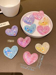 10 件心形液体流沙发夹，可爱女孩发饰适合日常使用