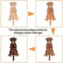 1pc Rusty Iron Metal Labrador Garden Stake - Rusty Metal Artwork - Outdoor Garden Decor